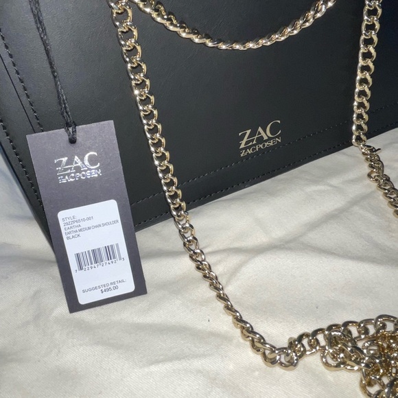 NEW WT Zac Zac Posen Eartha Medium Chain Shoulder Handbag Black Floral - Picture 10 of 13